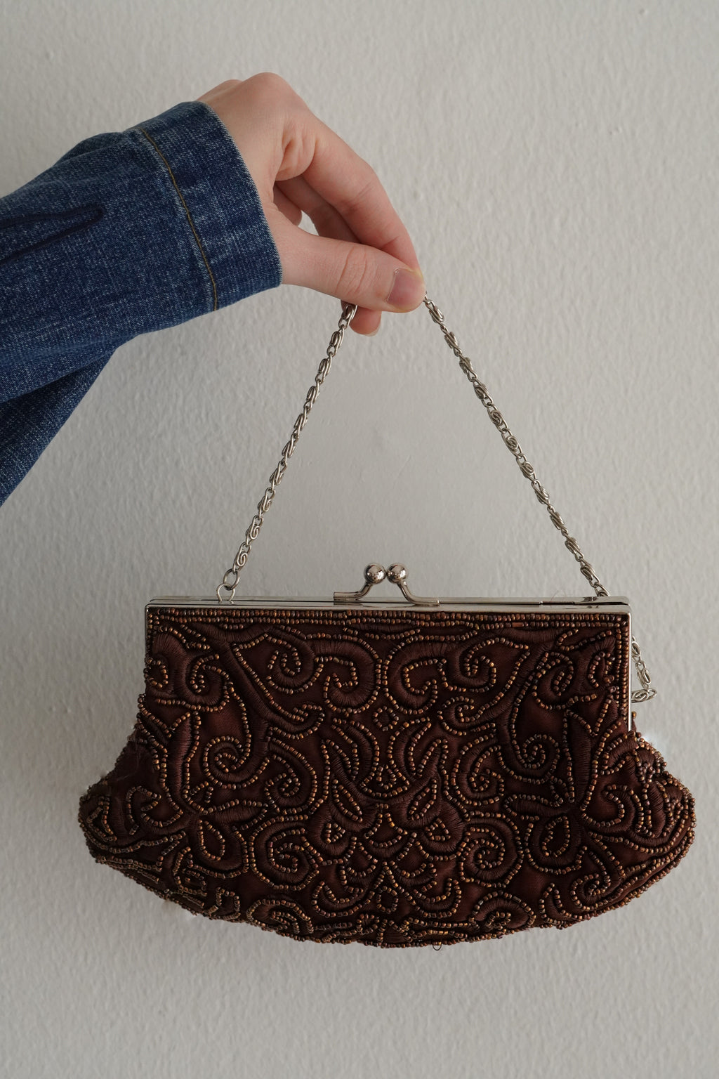 Cartera Vintage Bordada Con Mostacillas