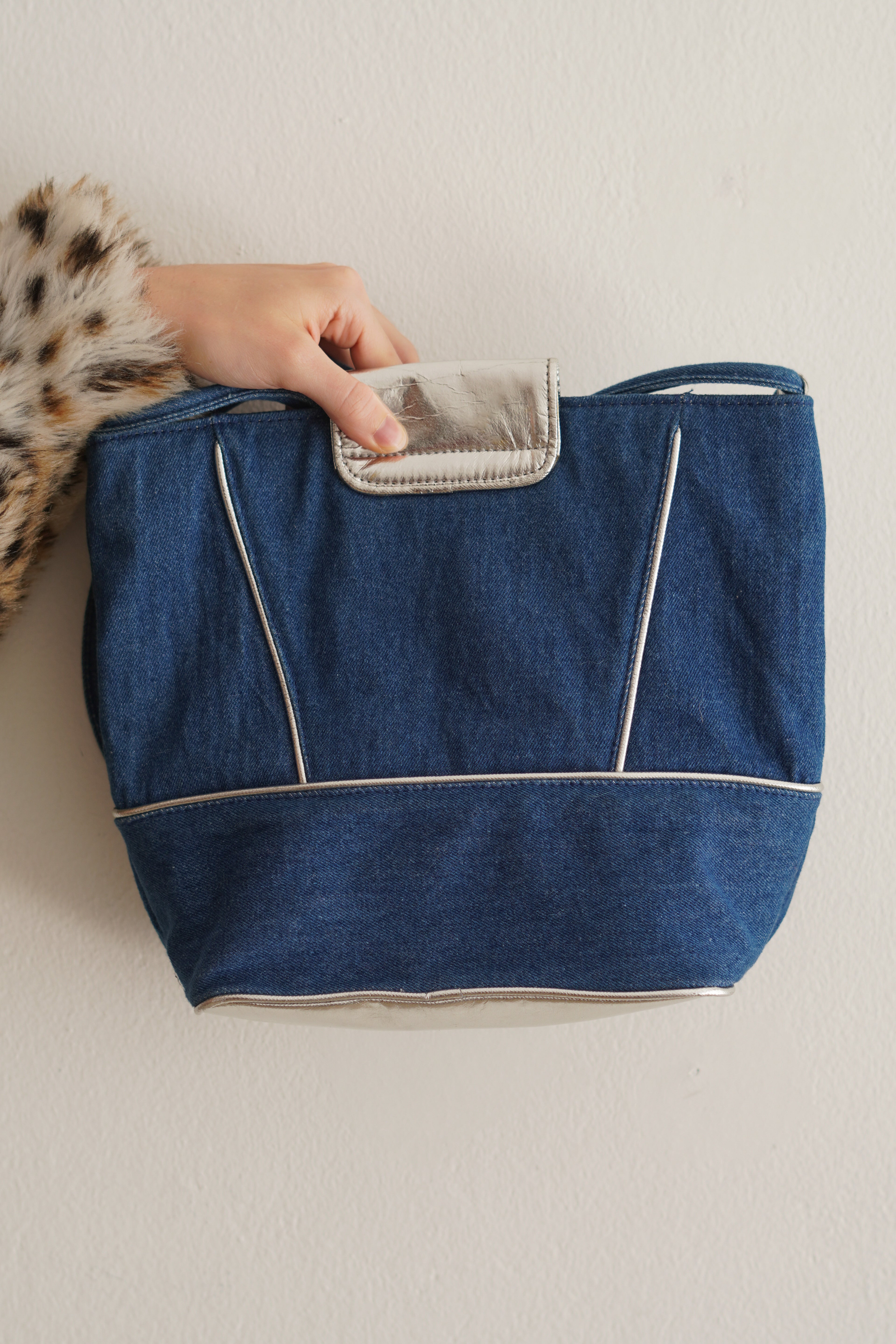 Cartera Vintage Denim Y2K con Corazones