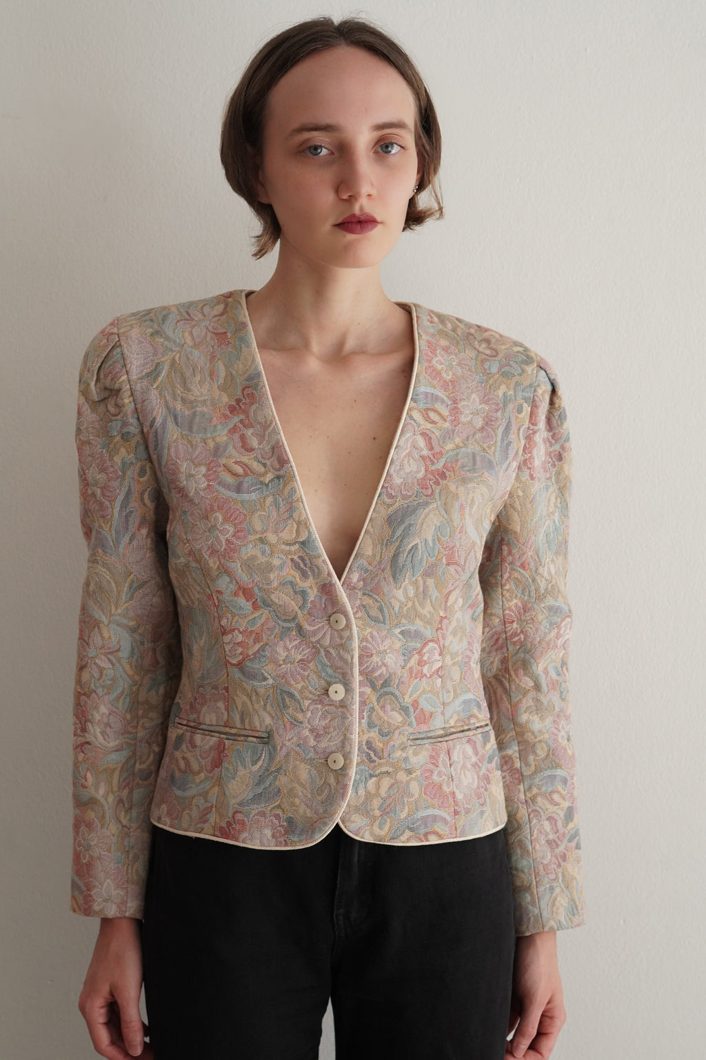 Blazer Tapestry Floral Vintage En Tonos Pastel
