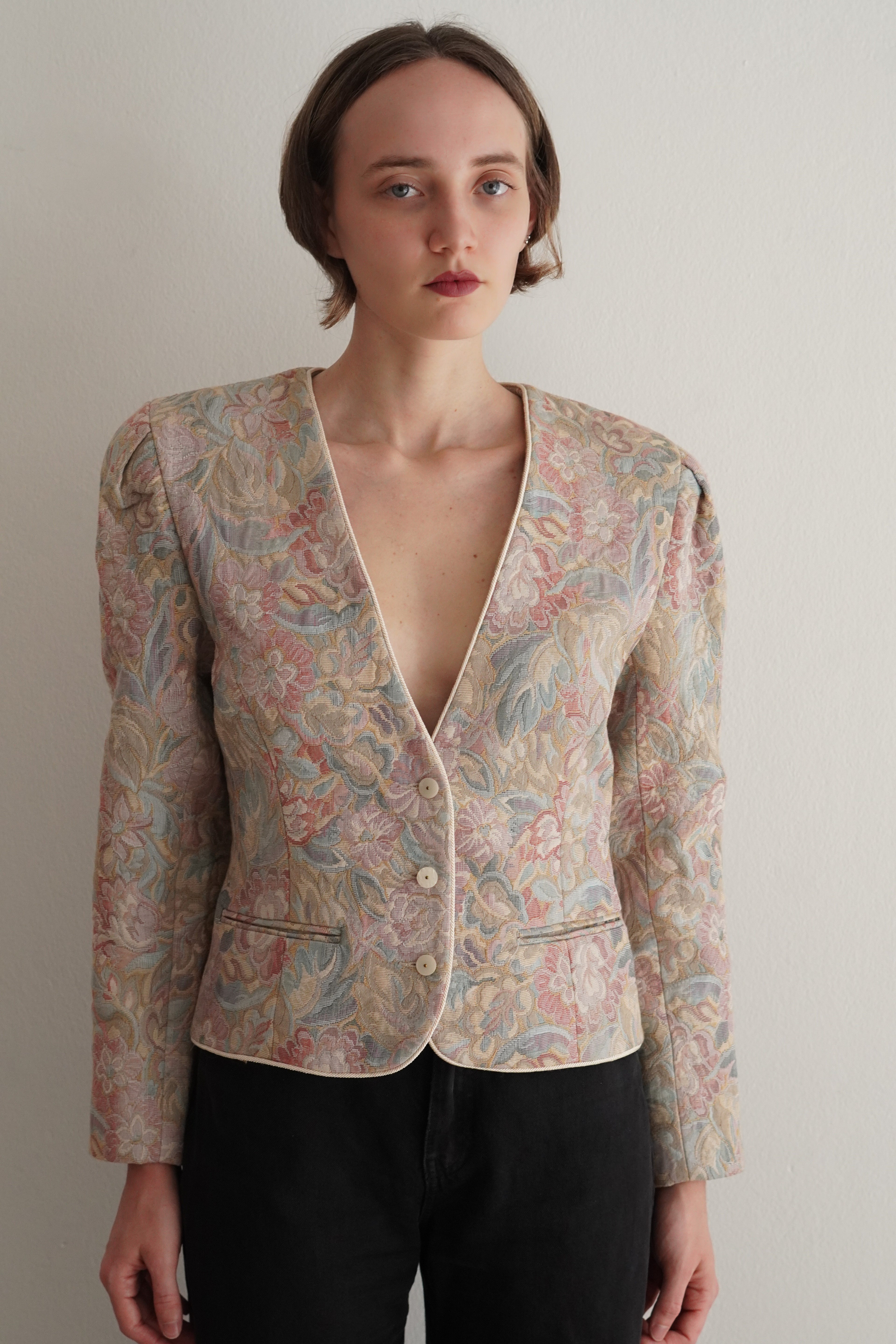 Blazer Tapestry Floral Vintage En Tonos Pastel