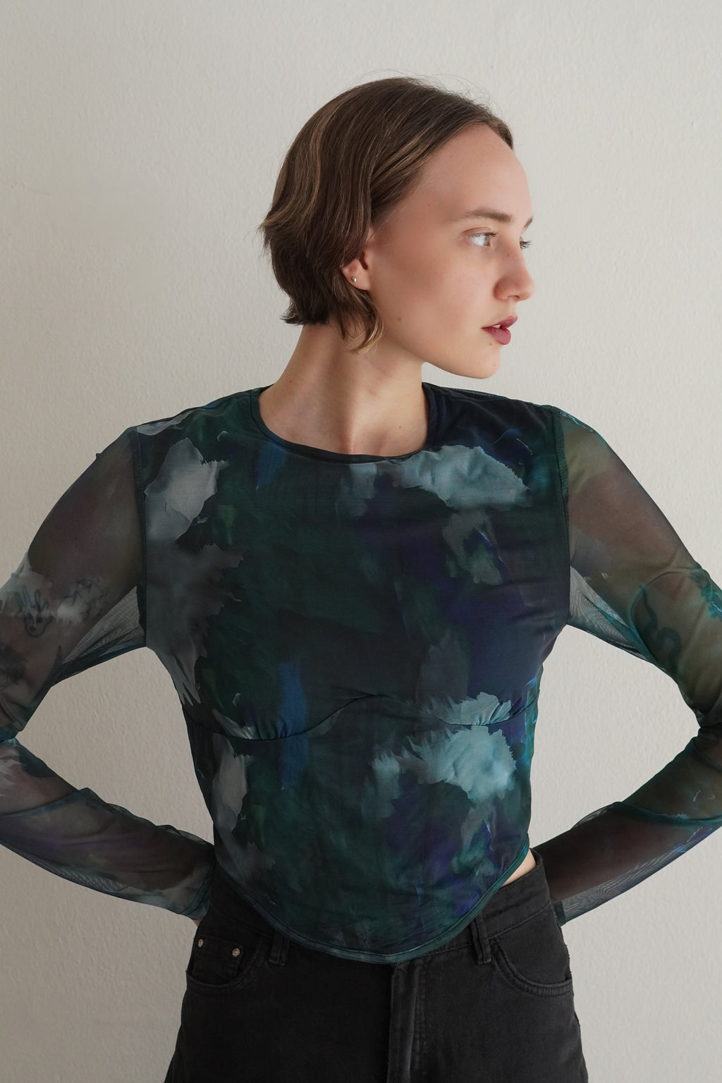 Top Mesh Estampado Acuarela