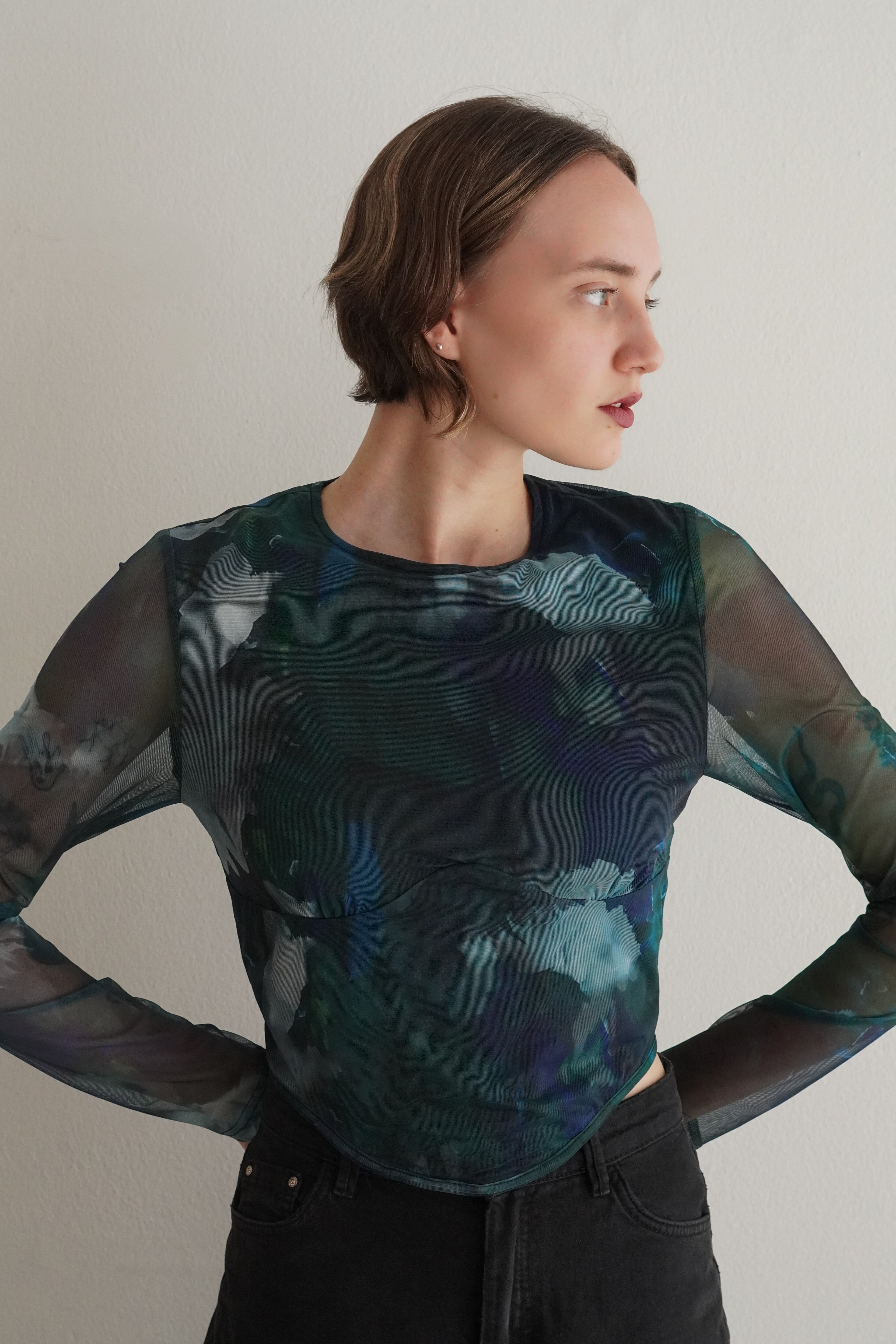 Top Mesh Estampado Acuarela