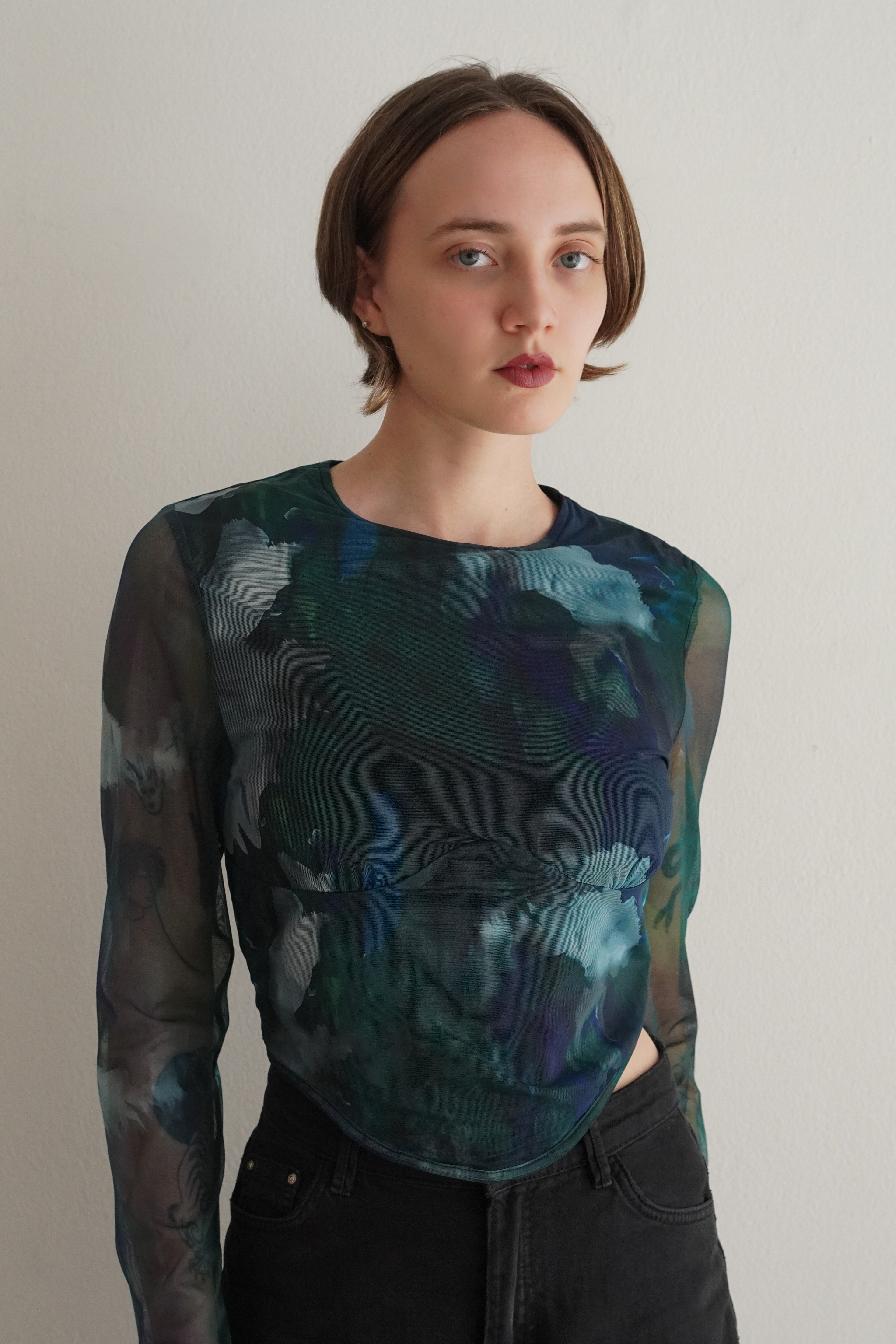Top Mesh Estampado Acuarela