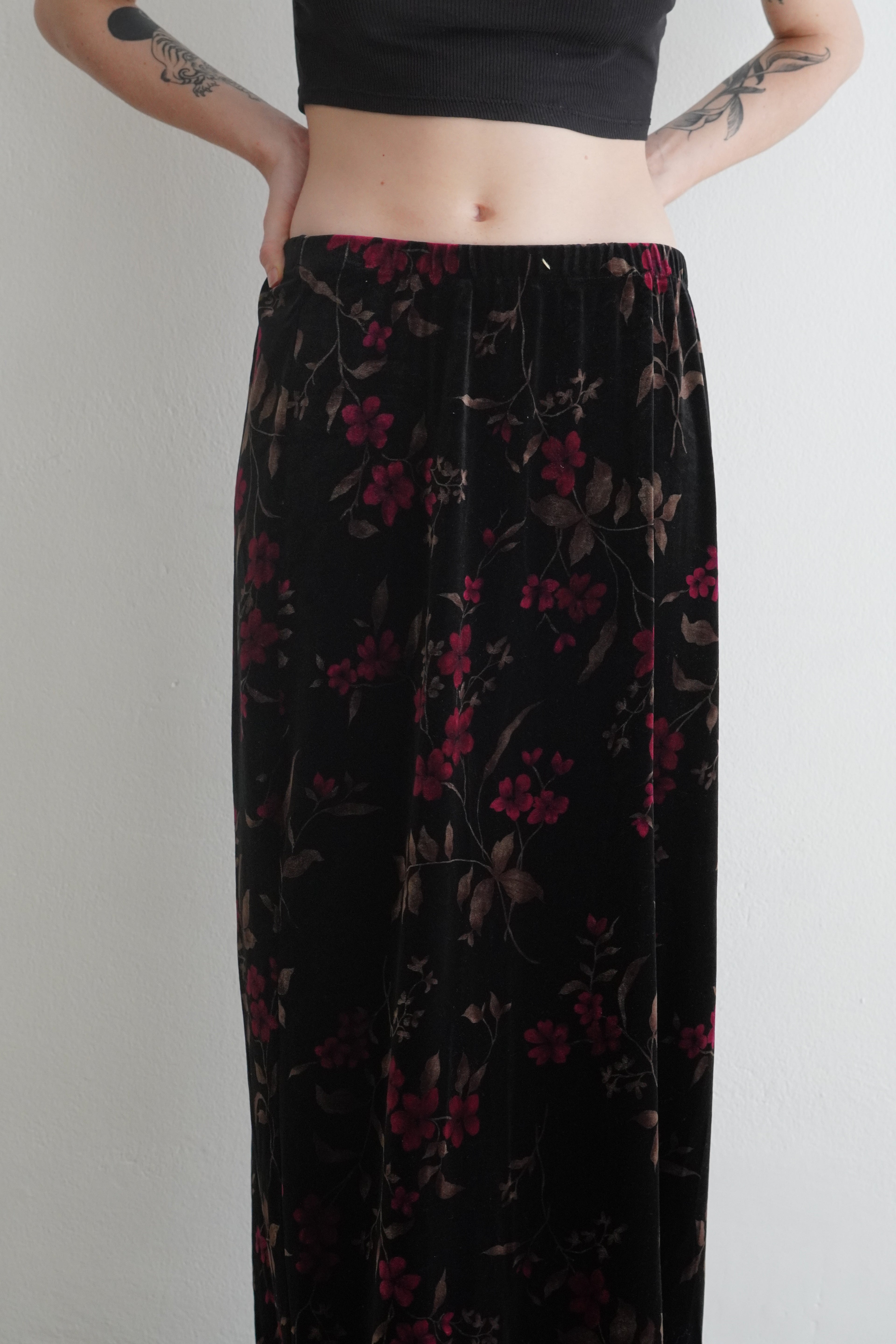 Falda Floral Vintage Terciopelo