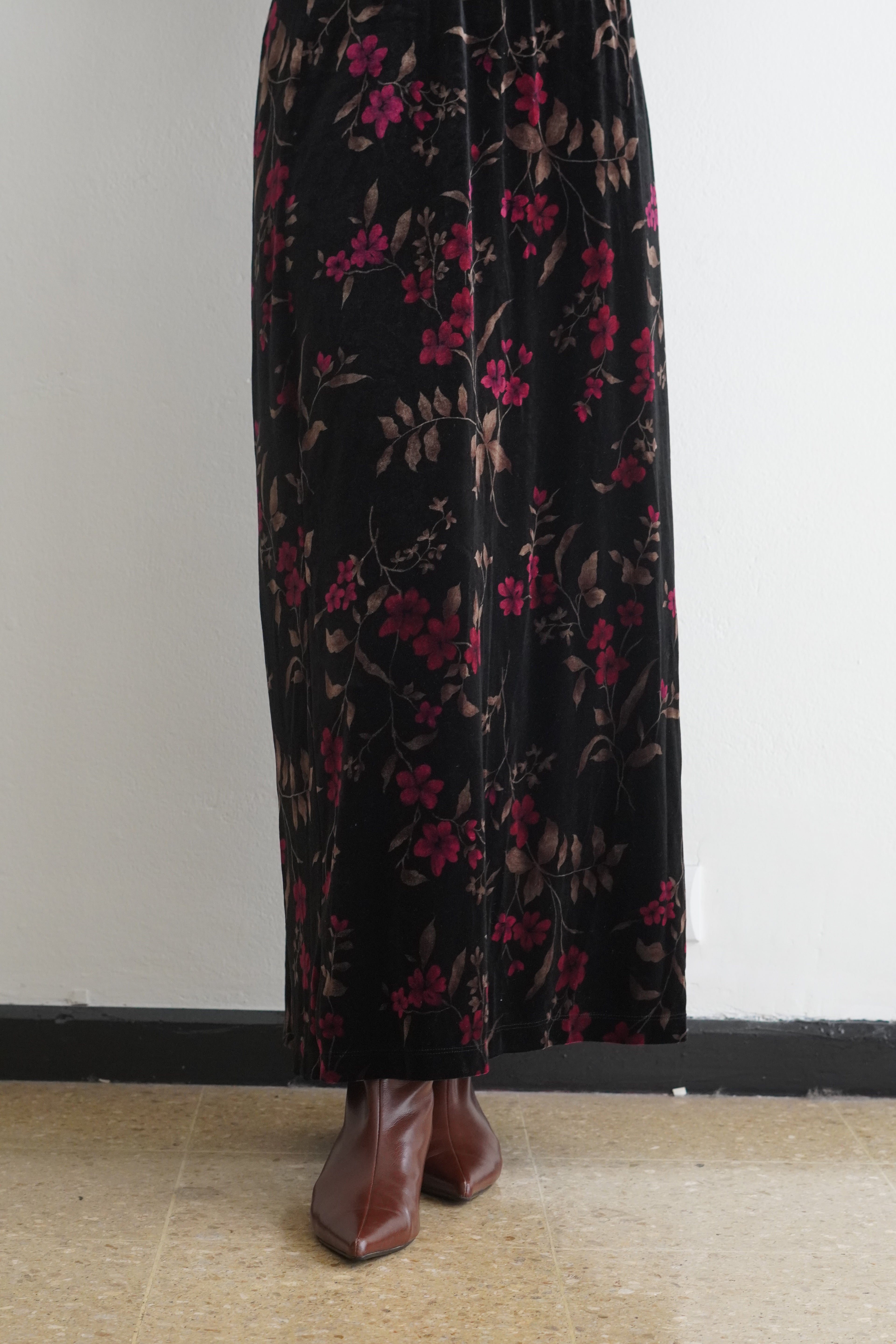 Falda Floral Vintage Terciopelo