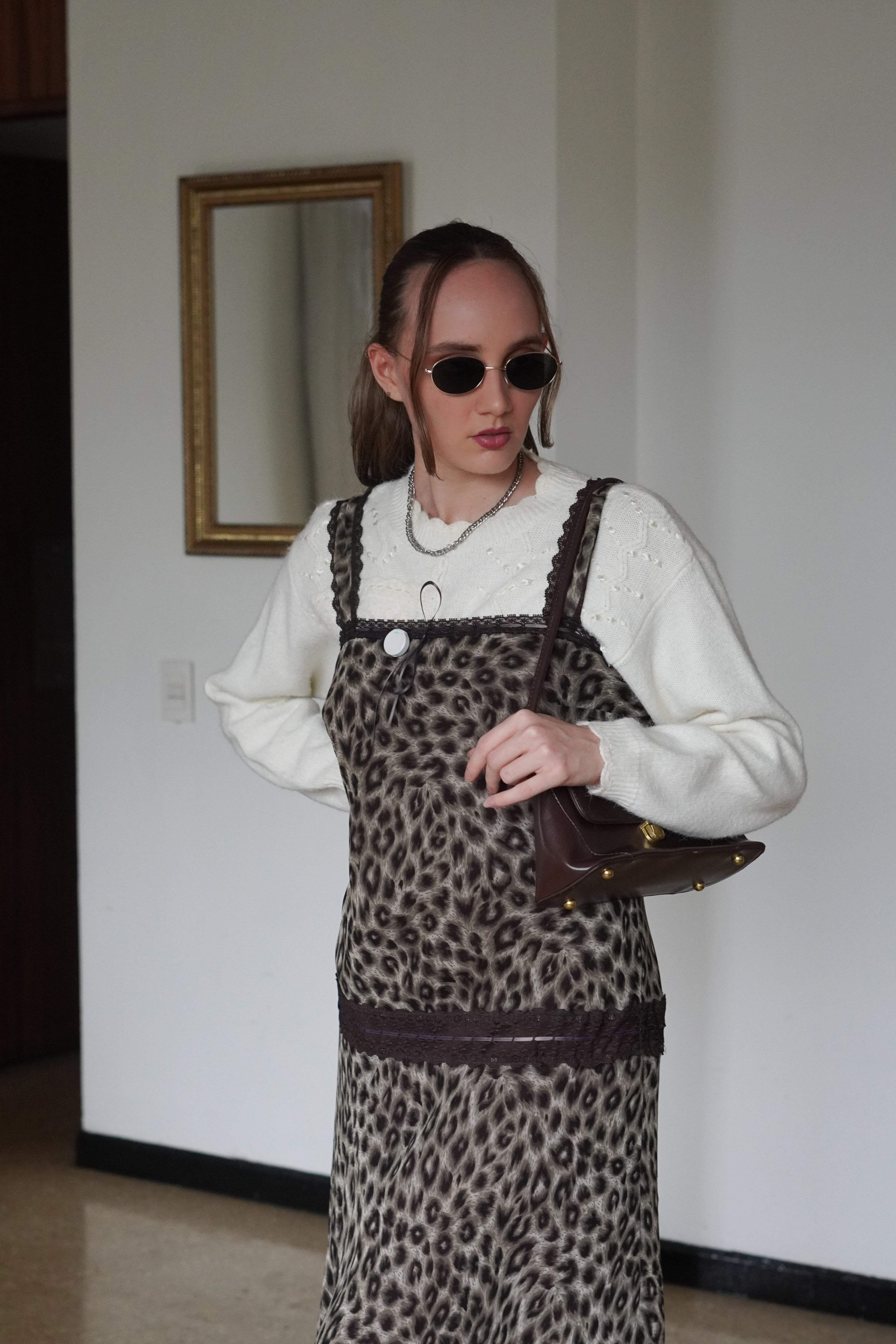 Vestido Midi Leopardo con Encaje