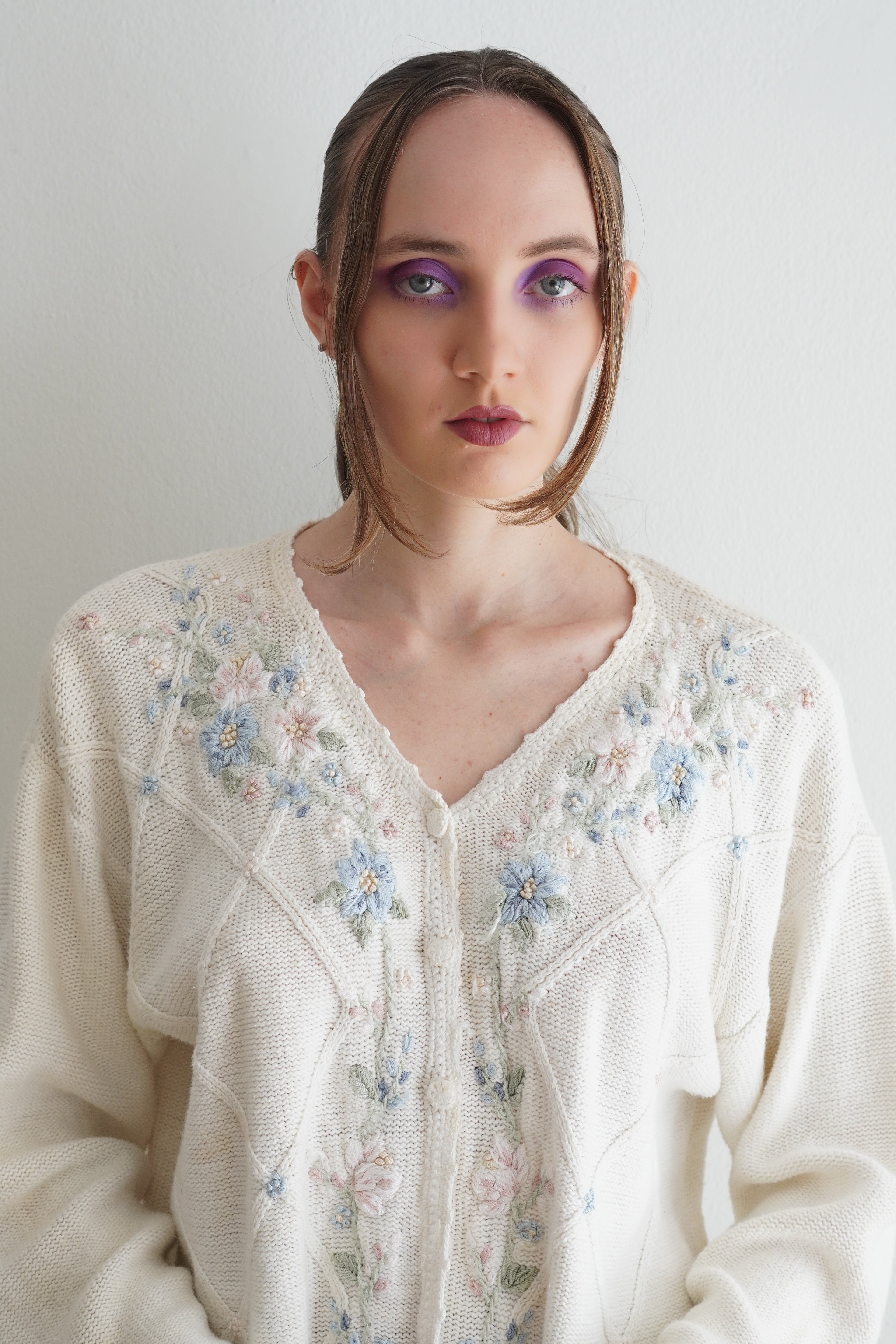 Cardigan Vintage Bordado Floral