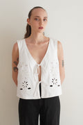 Top Bordado Floral Blanco
