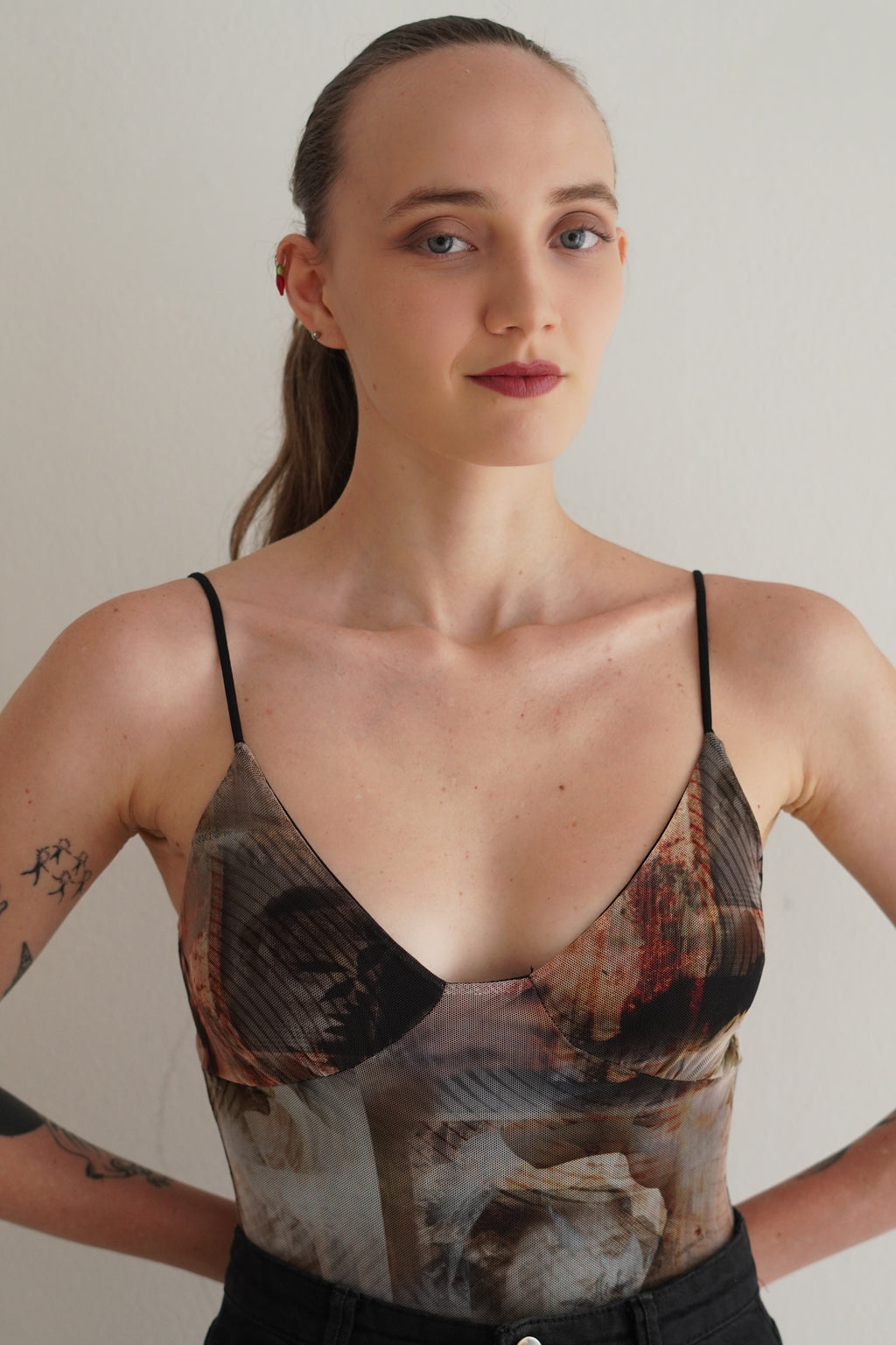 Body de Mesh Estampado Y2K