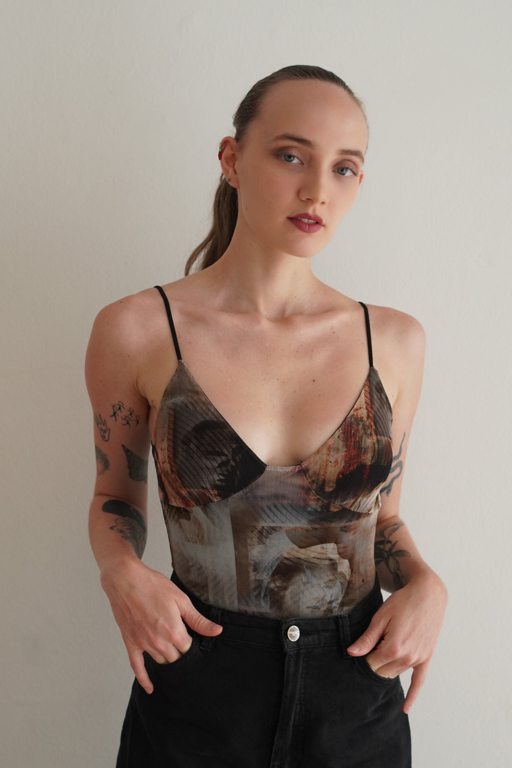 Body de Mesh Estampado Y2K