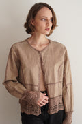 Jacket Vintage de Cuero Genuino con Crochet