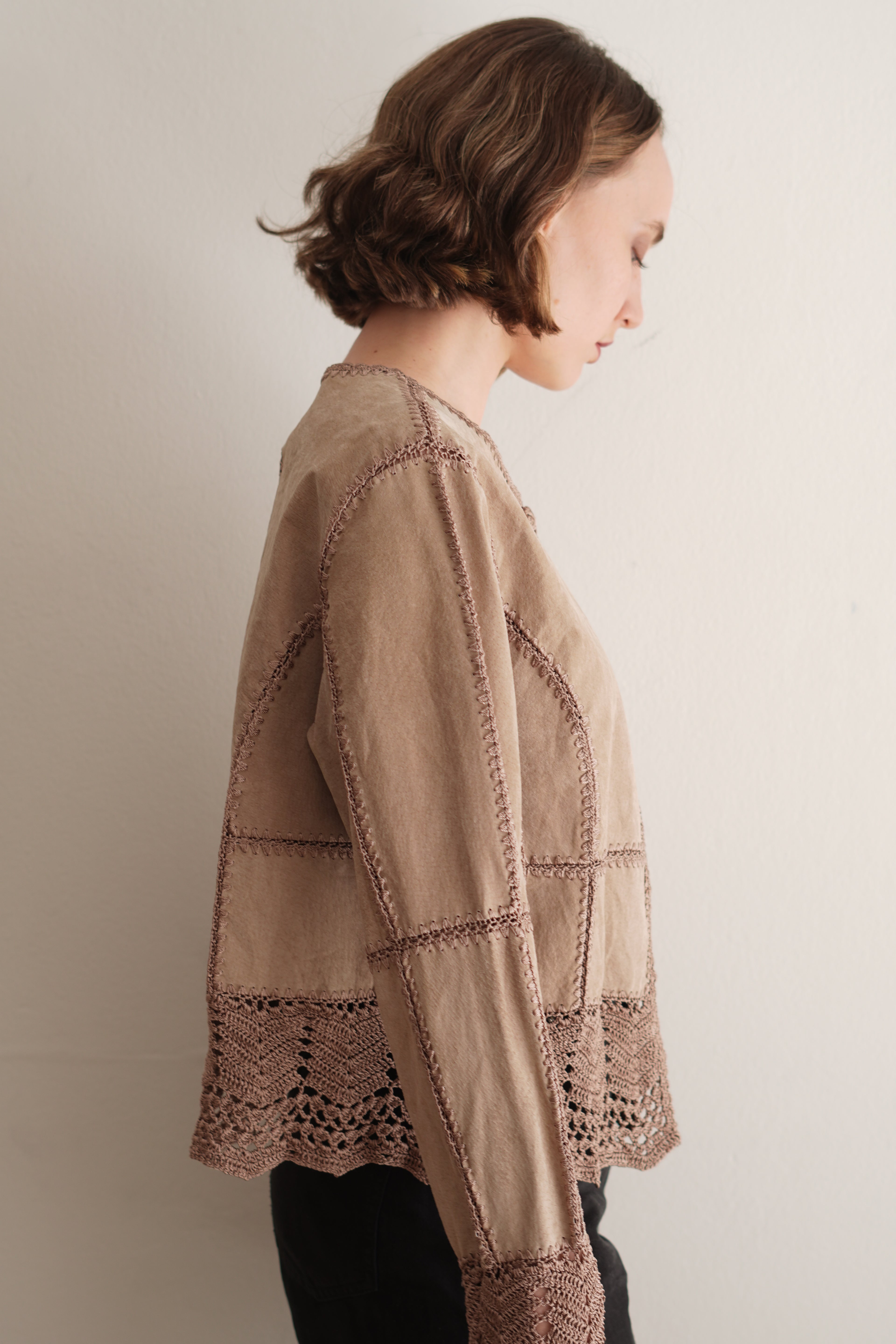 Jacket Vintage de Cuero Genuino con Crochet