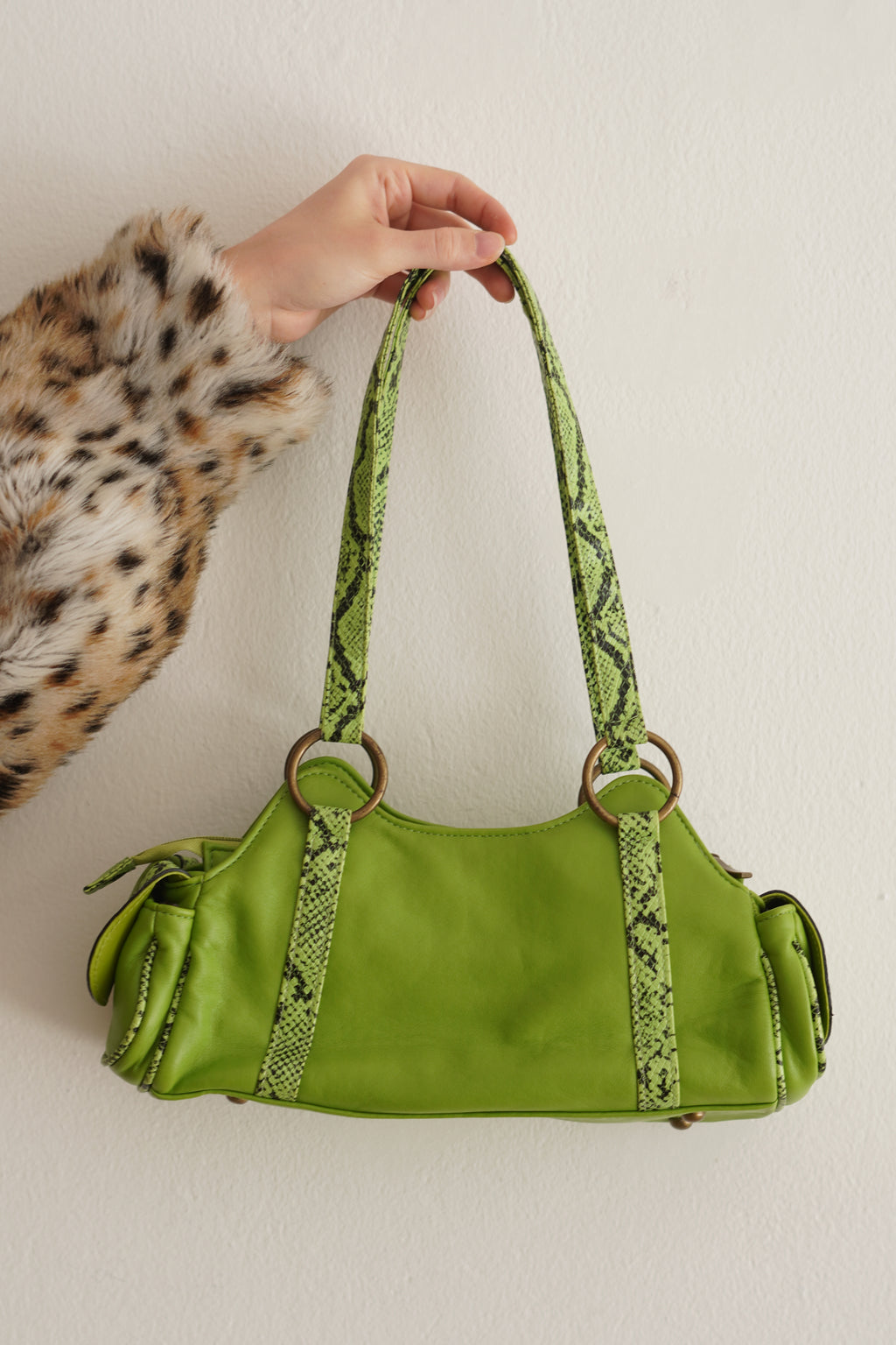 Cartera Vintage Verde Snake Print Y2K