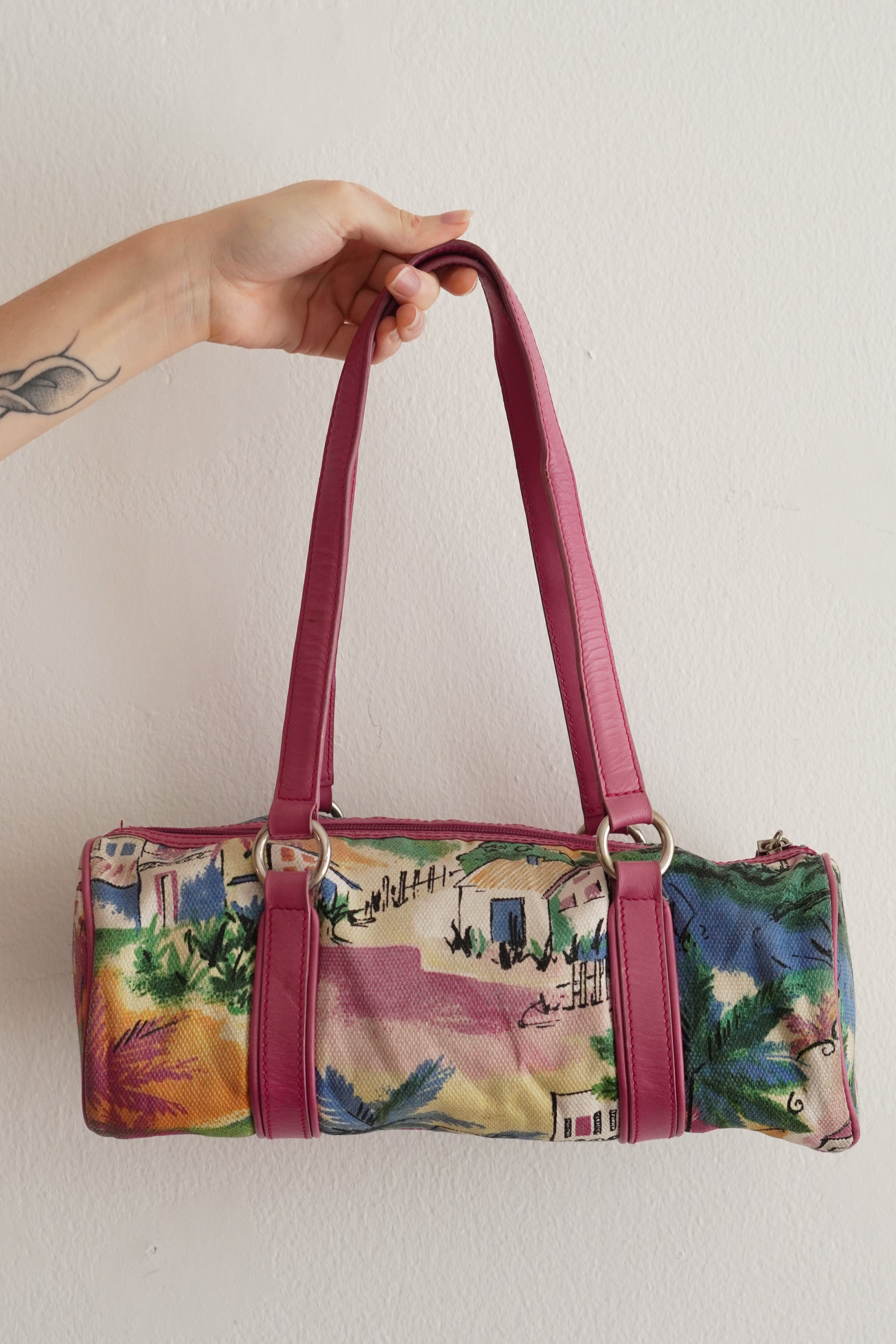 Bolso Vintage Tipo Baguette con Cuero