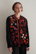 Jacket De Terciopelo Con Bordado Floral