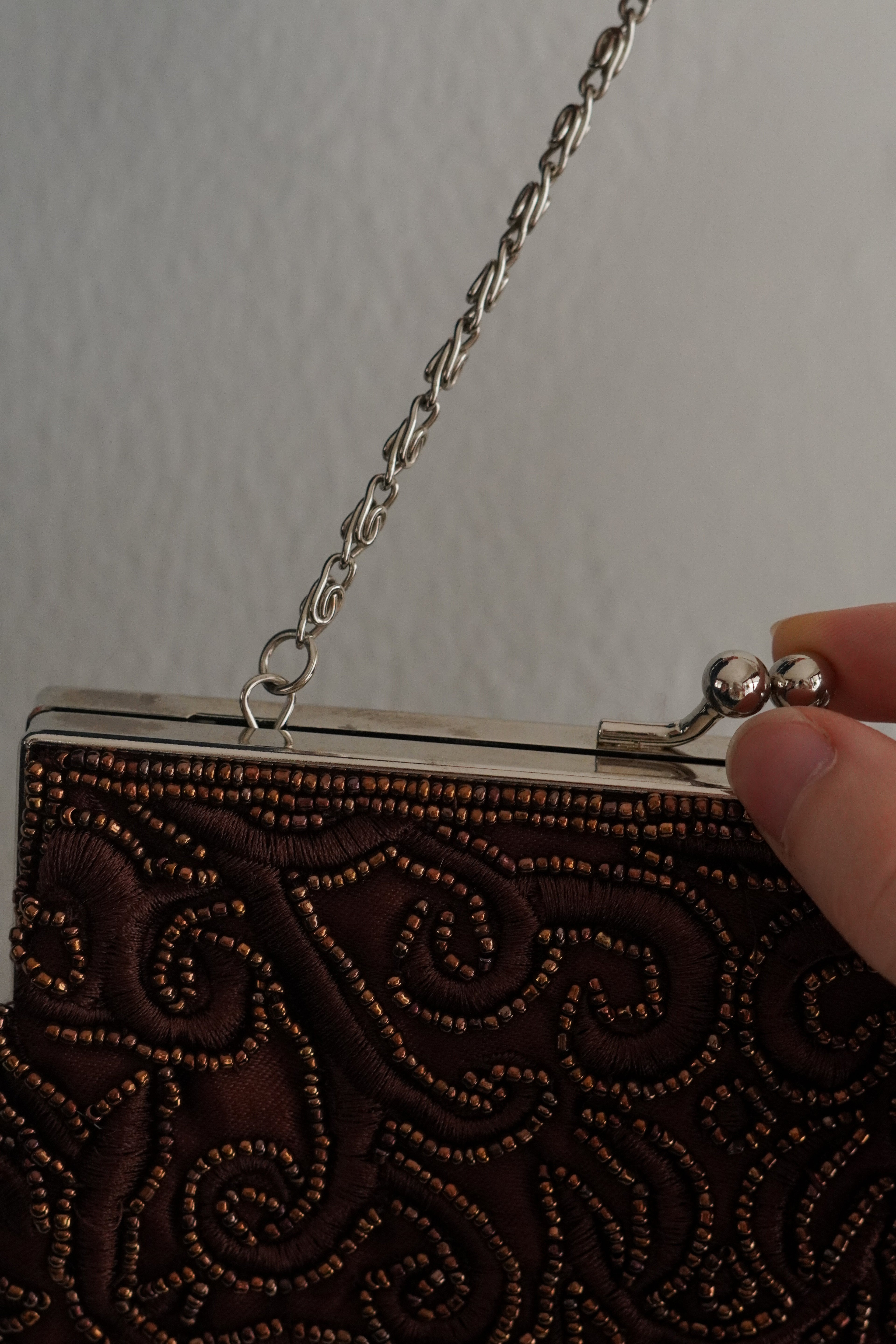 Cartera Vintage Bordada Con Mostacillas