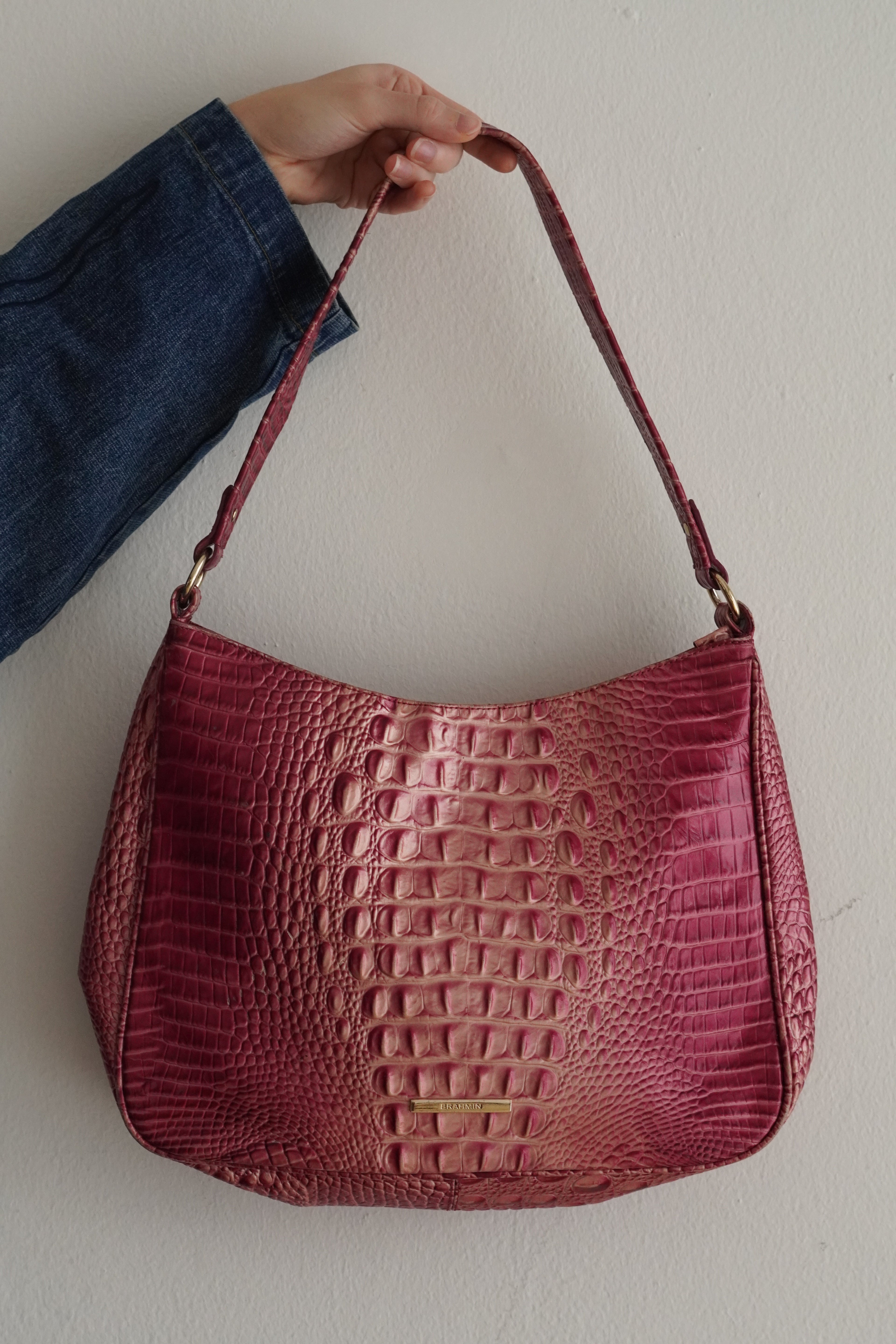Cartera Brahmin De Cuero Fucsia