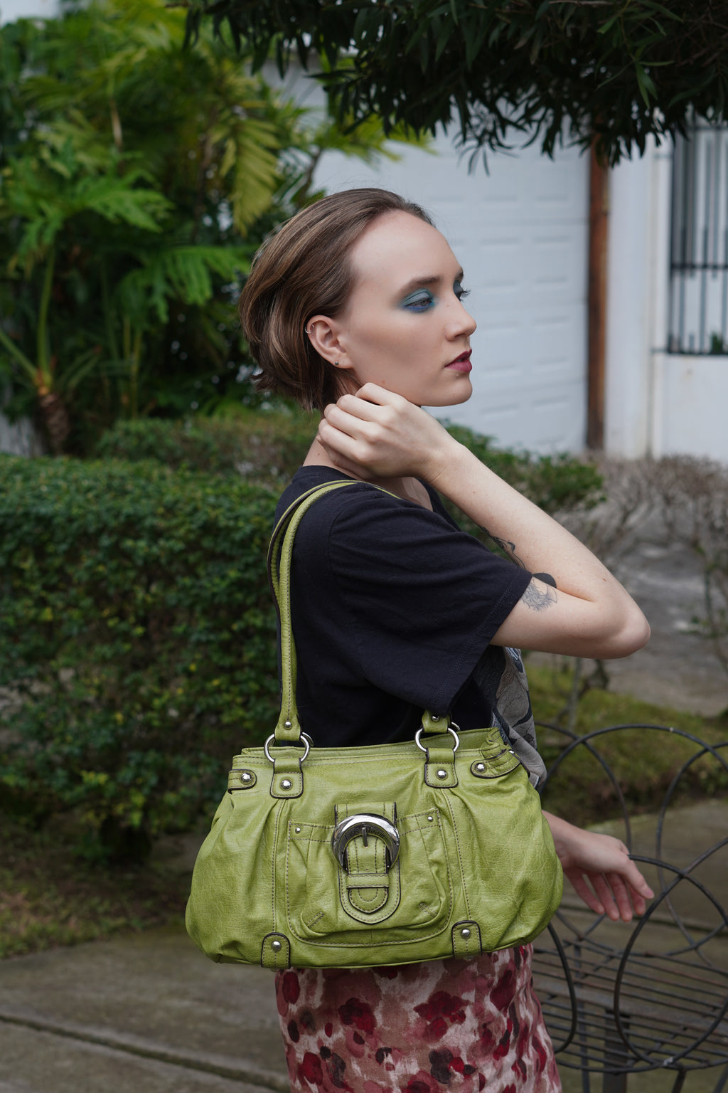 Cartera Lexi Bloom Verde Con Hebilla Statement