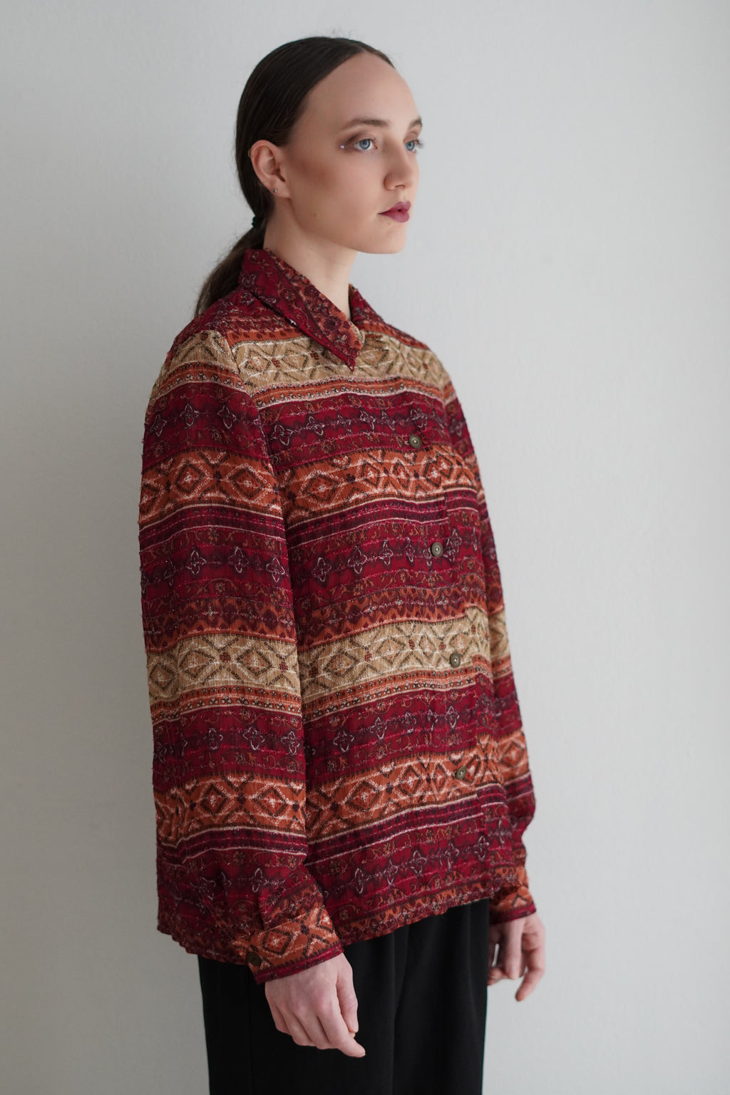 Jacket Vintage Boho Con Estampado Geométrico