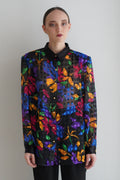 Camisa Vintage Floral Transparente Con Textura Cuadriculada