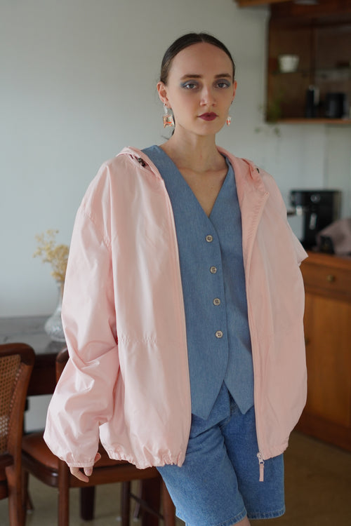 Abrigo Rosa Con Capucha