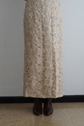 Falda Midi Nude con Encaje Floral