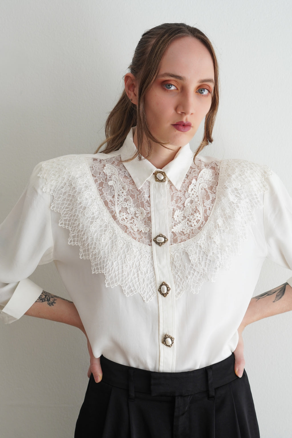 Blusa Victoriana Vintage Con Encaje