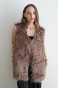 Chaleco faux fur color café estilo vintage