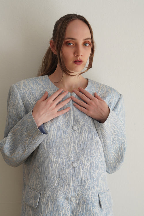 Coat vintage azul claro texturizado de silueta estructurada
