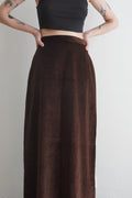 Falda maxi satinada color café chocolate estilo vintage